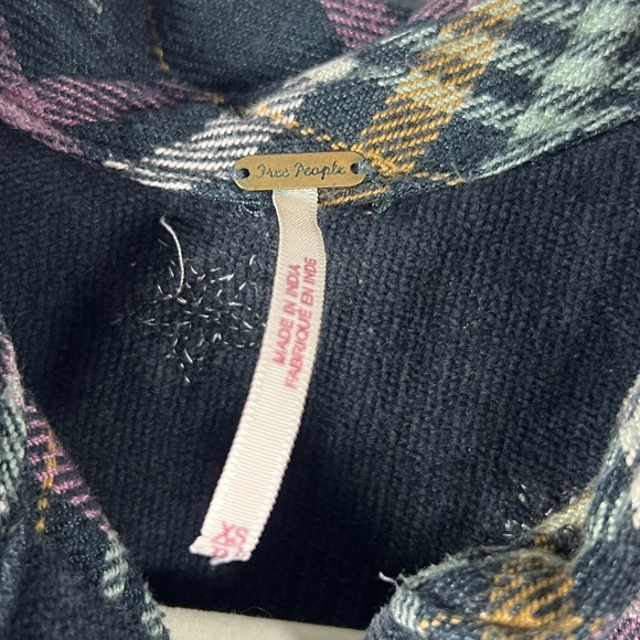 Free People Constellations Within Plaid Shacket Jacket Button Up Top XS - Picture 9 of 12